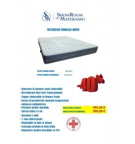 Materasso in Memory Foam Modello Queen - Dispositivo Medico Detraibile, tutte le misure disponibili